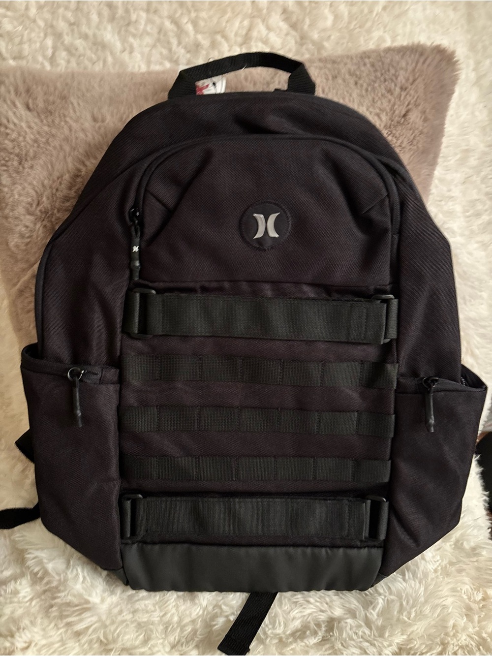 Hurley Black Men's Tactical Backpack with Webbing Straps